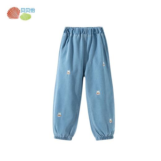 贝贝怡2025春秋新款柔软牛仔裤中大童百搭休闲裤刺绣萌兔女孩牛仔裤ZB3EK017 商品图7