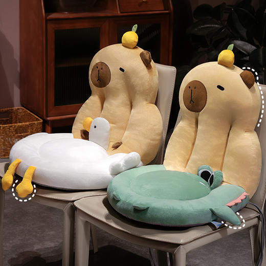 自然醒圆形水豚立体坐垫靠背一体办公室久坐屁垫护腰椅子垫QYL 商品图4