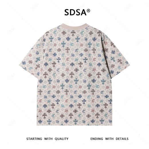 T4154SDSA夏季高级感新款男士经典满印撞色十字图案短袖T恤百搭时尚潮 商品图5