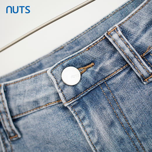 NUTS商场同款夏季蓝色高腰显瘦气质百搭水洗牛仔长裤321113221 商品图2