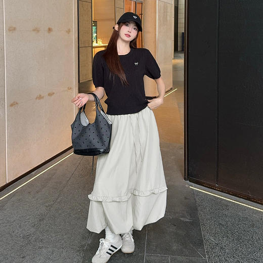 【YW】无忧购防晒花苞裙女夏慵懒风宽松蓬蓬休闲裙高腰遮肉半身裙长裙LB52018（截单后3-5天发货） 商品图6