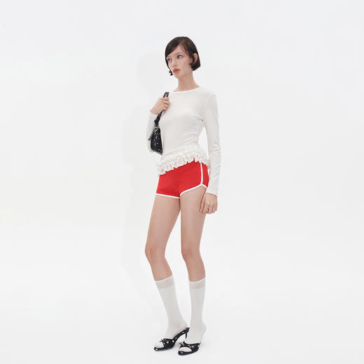 Herlian2025年秋季新品女士下摆立体多层次荷叶边装饰打底衫 商品图2