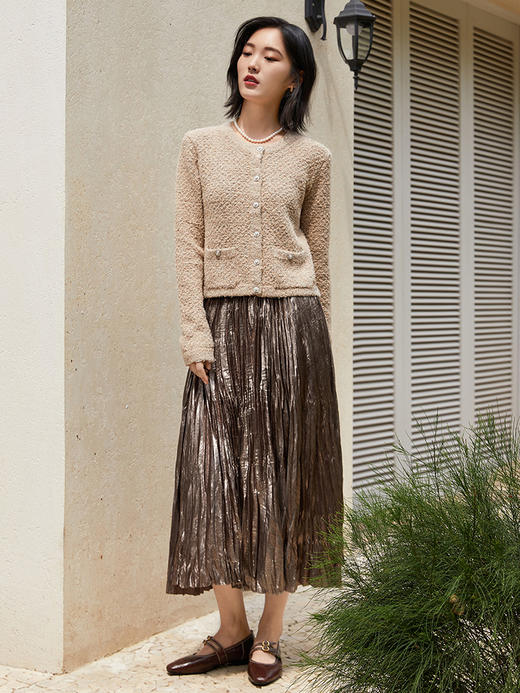 闪耀吸睛！金属光泽感百褶半身裙，解锁复古摩登范 商品图1