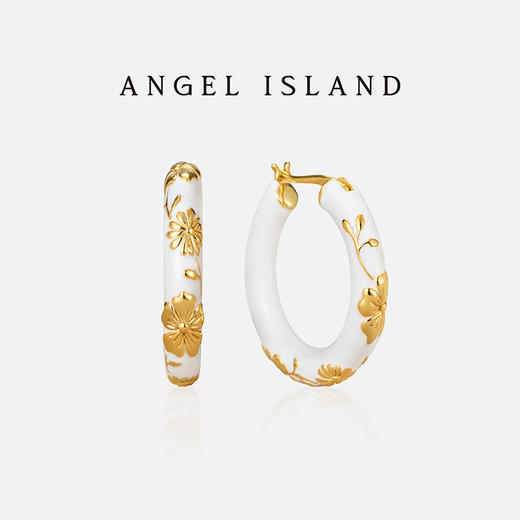 ANGEL ISLAND 「花园」彩色白色滴釉浮雕花卉耳圈气质古典耳环 商品图2