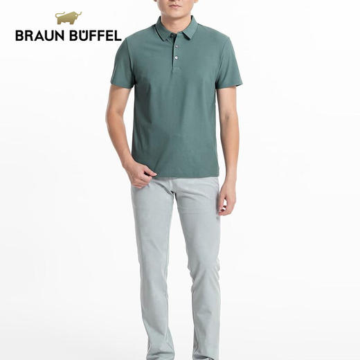 BRAUN BUFFEL/布兰施男士轻奢纯色通勤商务休闲POLO衫翻领T恤 商品图3
