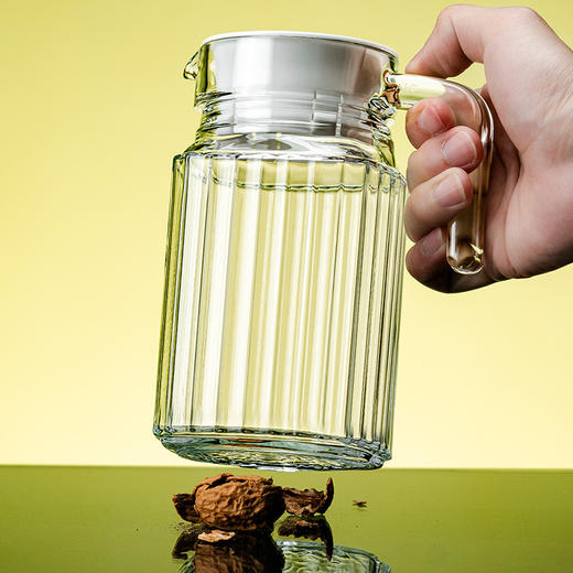 【大容量耐高温玻璃水壶】家用泡茶果汁饮料凉水壶 竖纹带盖扎壶冷水壶  商品图1