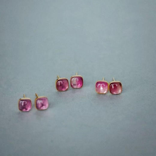 龢盒原创 18k玫瑰色碧玺耳钉 商品图0