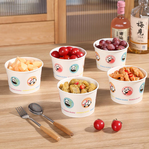 【批发】美丽雅660ml纸碗食品级家用加厚打包外卖餐盒 1袋 商品图7