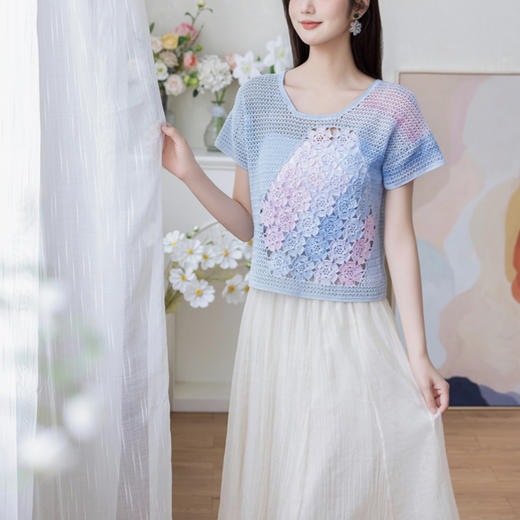 苏苏姐家浅梦拼花上衣手工diy蕾丝线纯棉毛线编织自制材料包 商品图3