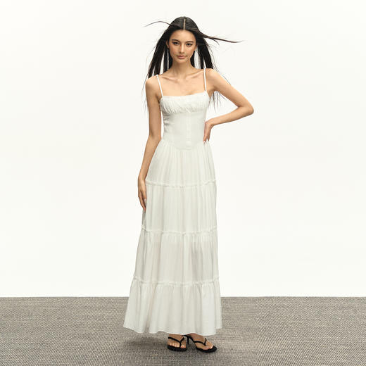 Ariseism美式复古白色吊带连衣裙女2025夏季新款裙子修身显瘦长裙 商品图2