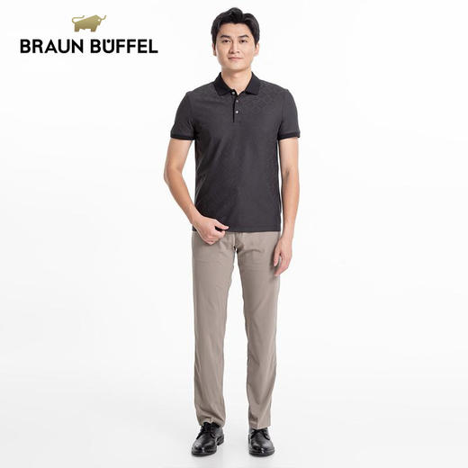 BRAUN BUFFEL/布兰施男士商务休闲翻领短袖POLO衫舒适百搭上衣T恤 商品图4