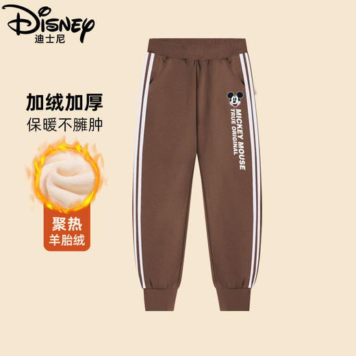 迪士尼男小童加绒裤子一体绒儿童运动裤冬季男童保暖裤加厚休闲裤 商品图0