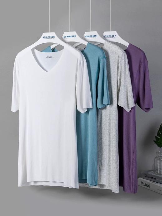 SCHIESSER/舒雅男士V领超细莫代尔短袖随型裁短袖95/0348M 商品图2