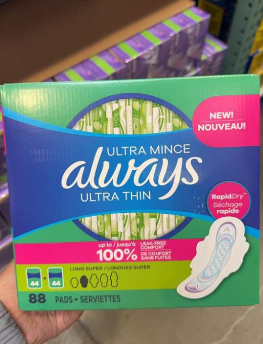 特价！Always超薄加长（200片护垫/76片夜用/88片日用）卫生巾 加倍吸收型不含荧光剂 温哥华直邮 商品图1