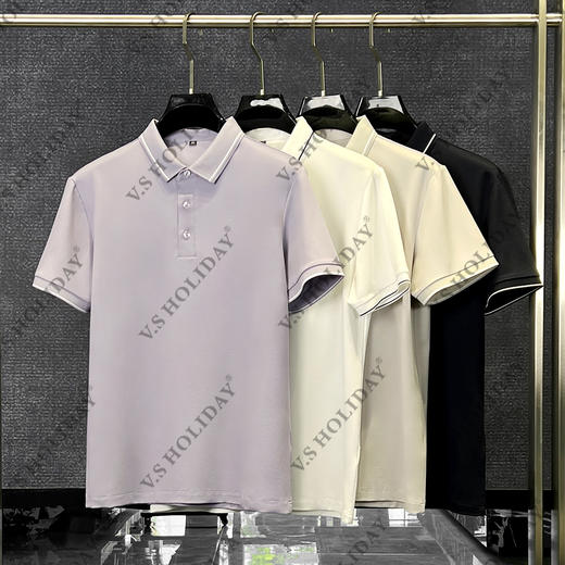 夏季男士薄款透气休闲时尚短袖编织领POLO衫/25701 商品图1