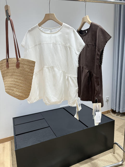 进口苎麻桑蚕丝蕾丝花边上衣小A轻盈麻衫 商品图6