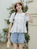 夏季最后清仓【韩系小衫】棉25068娃娃领拼蕾丝短袖小衫-喜出 商品缩略图1
