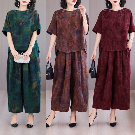 XYG香云纱两件套女2025新款中年妈龟纹套装气质年轻 商品图0