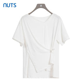 NUTS商场同款夏季白色百搭简约休闲设计感纯棉短袖T恤421021097