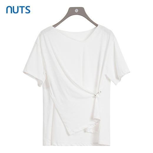 NUTS商场同款夏季白色百搭简约休闲设计感纯棉短袖T恤421021097 商品图0