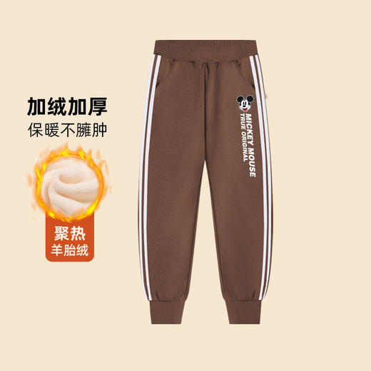 迪士尼男小童加绒裤子一体绒儿童运动裤冬季男童保暖裤加厚休闲裤 商品图1