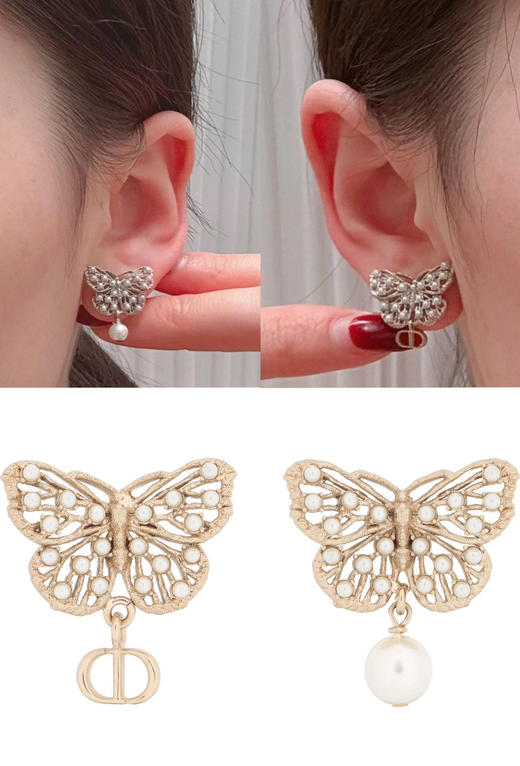 715-9 雕 老渠道 不对称蝴蝶耳环 商品图0