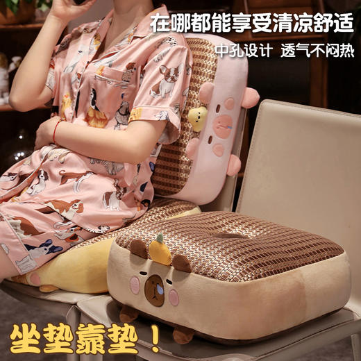 自然醒卡皮巴拉冰藤蒲团坐垫夏季学生教室板凳屁垫藤席垫汽车椅垫QYL 商品图2