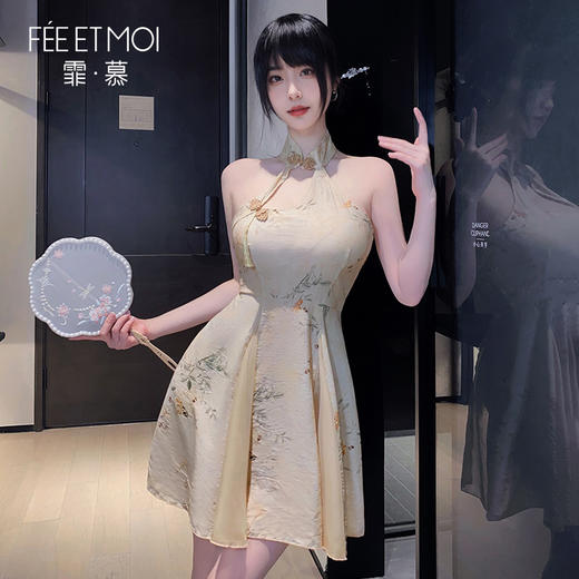 【情趣内衣】霏慕新中式A字露臀印花旗袍6246 商品图6