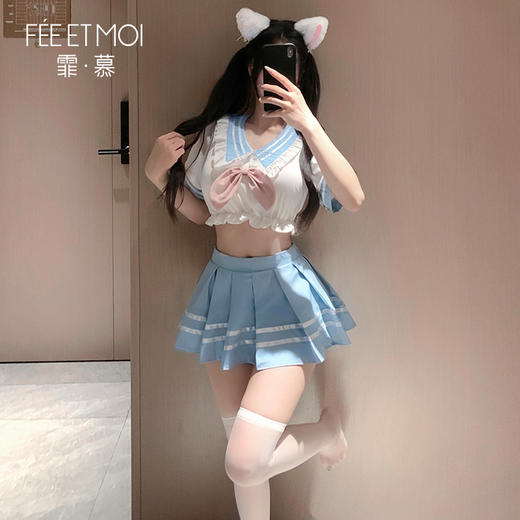 【情趣内衣】霏慕纯爱校花甜美露腰分体装6908 商品图6