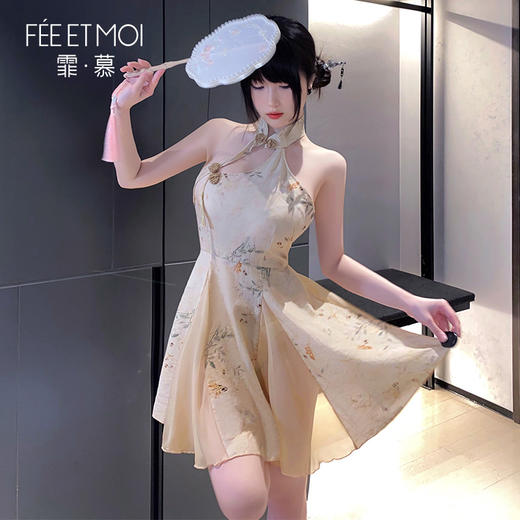 【情趣内衣】霏慕新中式A字露臀印花旗袍6246 商品图2