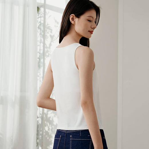 金三塔免穿文胸桑蚕丝莫代尔带罩杯背心女纯色简约圆领打底内衣  NZFFC710 商品图3