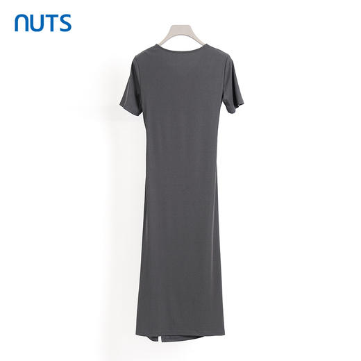 NUTS商场同款夏季设计感气质时尚褶皱V领短袖连衣裙422101199 商品图1