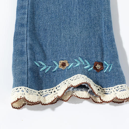 贝贝怡女童牛仔裤秋季儿童刺绣花朵喇叭裤女宝秋装洋气裤子ZB3EK028 商品图6