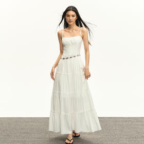 Ariseism美式复古白色吊带连衣裙女2025夏季新款裙子修身显瘦长裙