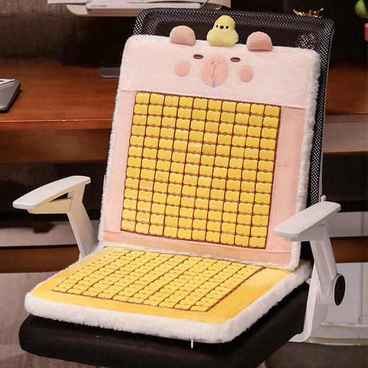 自然醒卡皮巴拉竹席记忆棉坐垫夏季凉席屁垫椅子垫冰垫办公室座垫QYL 商品图10