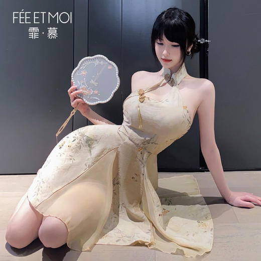 【情趣内衣】霏慕新中式A字露臀印花旗袍6246 商品图3