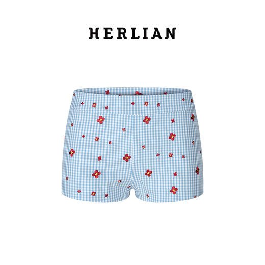 Herlian2025年秋季新品女士手工刺绣格纹碎花短裤 商品图4