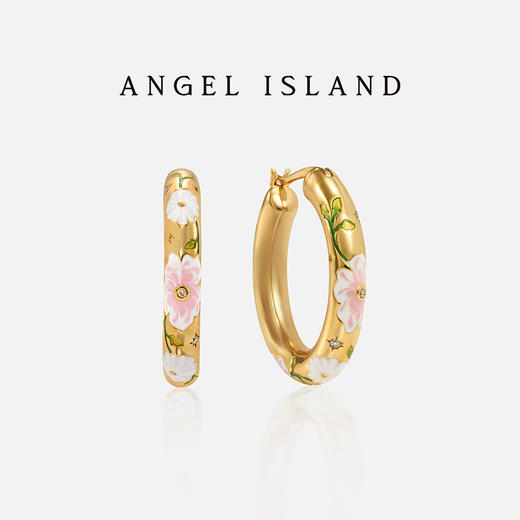 ANGEL ISLAND 「花园」彩色白色滴釉浮雕花卉耳圈气质古典耳环 商品图6