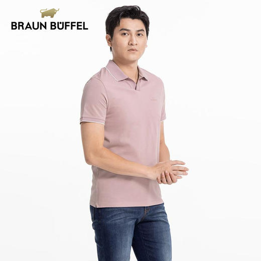 BRAUN BUFFEL/布兰施男士轻奢商务休闲翻领短袖polo衫舒适百搭T恤 商品图2