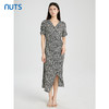 NUTS商场同款夏季V领气质时尚高腰V领碎花短袖连衣裙422101065 商品缩略图1