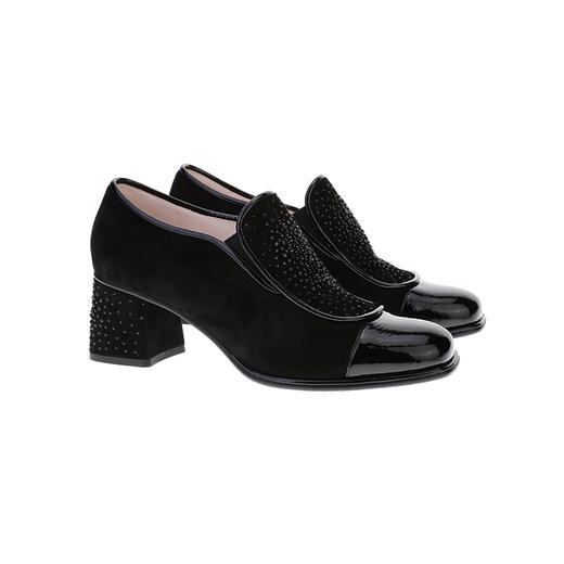 sheme方头高跟乐福鞋水钻装饰女士深口鞋商务经典可定制 商品图11