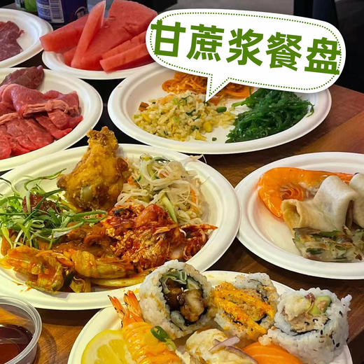 喇叭花一次性甘蔗浆盘子纸碗野餐烧烤烤肉碟水果盘儿童DIY手工餐盒 商品图1