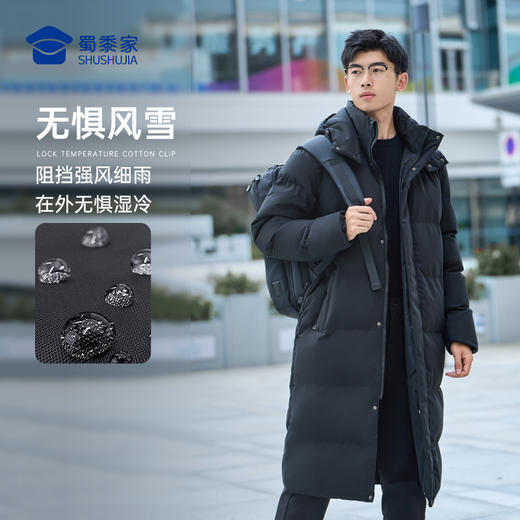 【黑金长款棉衣】石墨烯发热休闲棉服外套 防泼水保暖通勤棉大衣WT404 商品图4