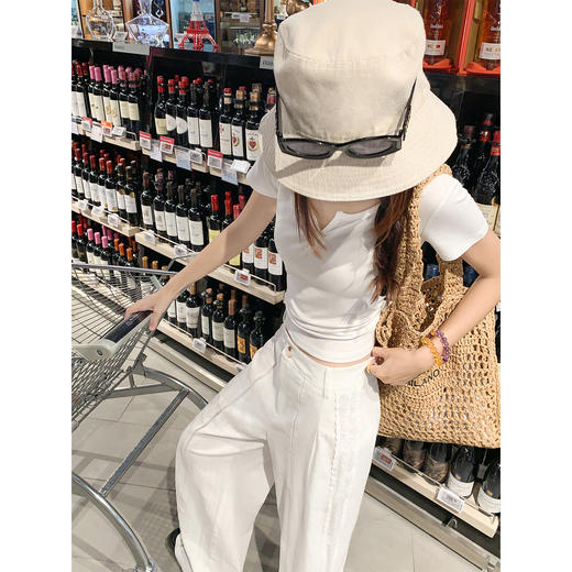 <曾小咸推荐>蕾丝白色高腰休闲阔腿裤女夏季薄款 商品图3