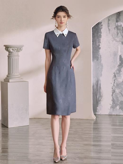 IWY/灰色名媛小香风连衣裙女轻奢高级感高端气质拓花裙子夏季新款Q1401 商品图4