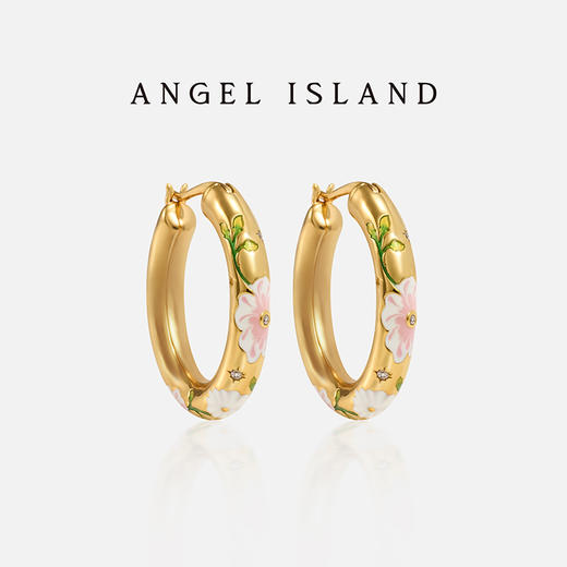 ANGEL ISLAND 「花园」彩色白色滴釉浮雕花卉耳圈气质古典耳环 商品图7