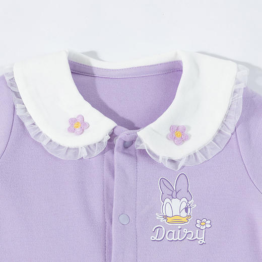 迪士尼宝宝前开连体衣纯棉A类女宝宝哈衣秋季全棉新生婴幼儿爬服ZD3EL003 商品图3