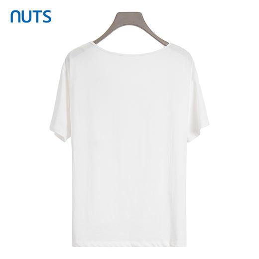 NUTS商场同款夏季白色百搭简约休闲设计感纯棉短袖T恤421021097 商品图1