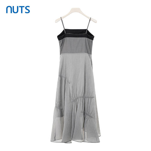 NUTS商场同款夏季灰色设计感网纱拼接宽松吊带连衣裙423101043 商品图1
