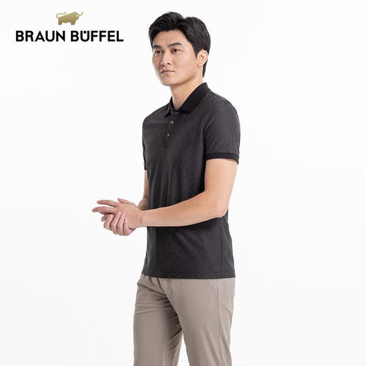 BRAUN BUFFEL/布兰施男士商务休闲翻领短袖POLO衫舒适百搭上衣T恤 商品图1